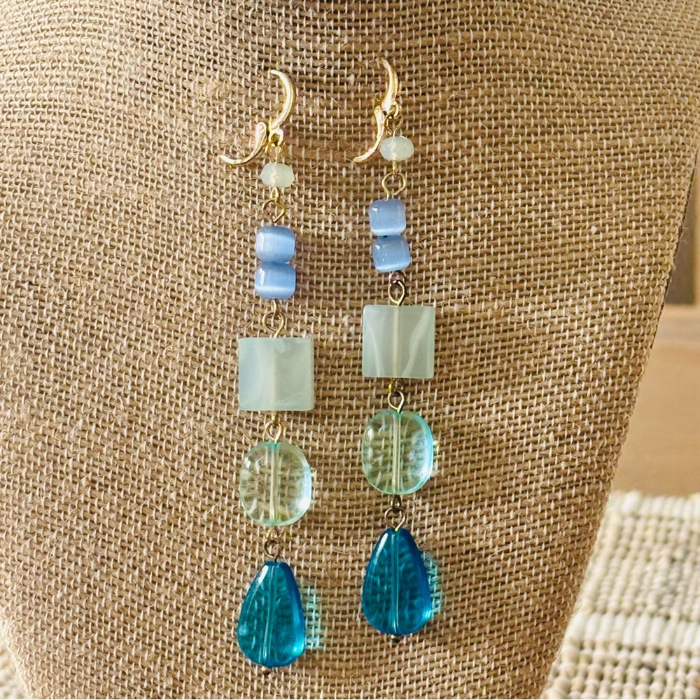 Free People Blue/Green Long Bead Earrings